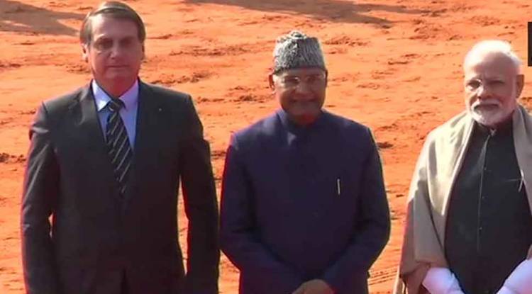 Brazilian President Jair Messias Bolsonaro welcomed by PM Narendra Modi, President Ram Nath Kovind at Rashtrapati Bhawan, receives ceremonial honour